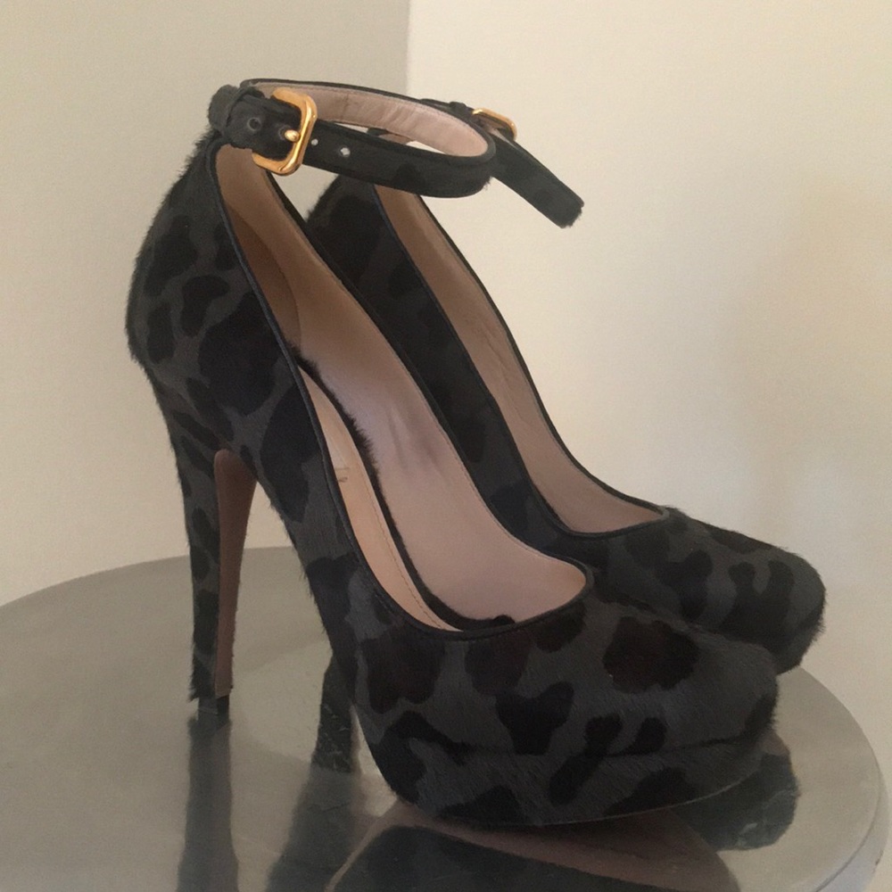 PRADA leopard print pony hair Mary Janes